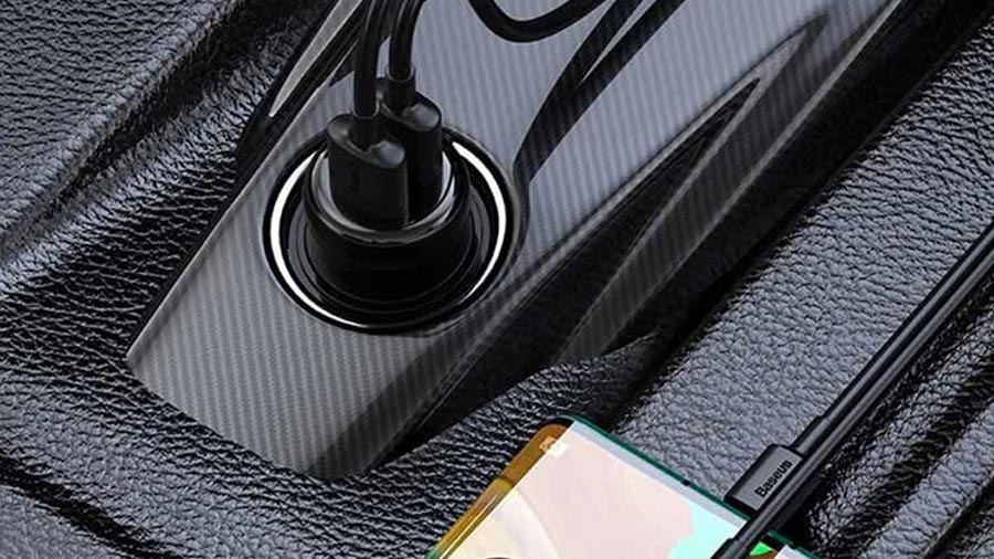 2 درگاه USB شارژ سریع شارژر فندکی با قابلیت پخش موسیقی بیسوس مدل T Type S16