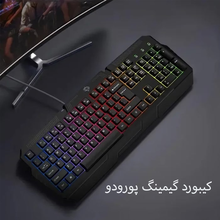 کیبورد مشکی با نور رنگی