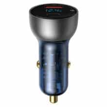 شارژر فندکی فست شارژ ماشین 65 وات دو پورت طرح شفاف بیسوس VCKX65C