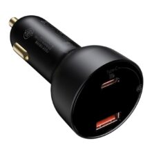 شارژر فندکی فست شارژ ماشین دو پورت 100 وات بیسوس CCZX-01