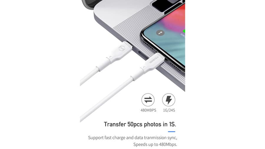 کابل شارژ تایپ سی به لایتنینگ 1.2 متری فست مک دودو MCDODO PD Fast Charge Type-c to Lightning 1.2M CA-729 دارای قابلیت انتقال داده