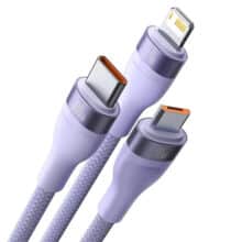 کابل شارژ و دیتا سه‌سر میکرو، تایپ‌سی و لایتنینگ بیسوس Baseus Flash Series One-for-three Fast Charging Data Cable USB (CASS040001)