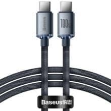 کابل سوپر فست شارژ دوسر تایپ‌سی 1.2 متری 100 وات بیسوس Baseus Type C to Type C fast charging cable 100W CAJY000601