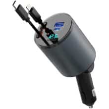 عکس شارژر فندکی فست شارژ ماشین تایپ سی و لایتنینگ 50 وات گرین GN4IN1CARCGY - فروشگاه ماه به ماه