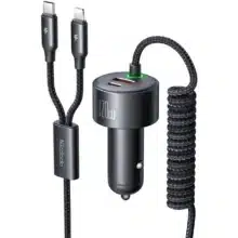 شارژر فندکی فست شارژ ماشین تایپ سی، لایتنینگ و یو اس بی 120 وات مک دودو CC-037