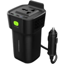 اینورتر و شارژر فندکی فست شارژ ماشین تایپ سی و یو اس بی 150 وات پاورولوژی P150INVBK