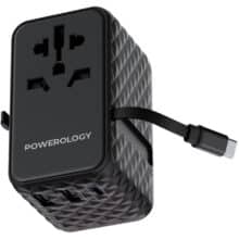 مبدل برق چندکاره 2500 وات و شارژر دیواری فست USB و تایپ‌سی 20 وات پاورولوژی PWCUQC028