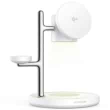 شارژر وایرلس Qi2 گوشی، اپل واچ و ایرپادز 4 کاره جویروم JOYROOM JR-W23 با چراغ خواب