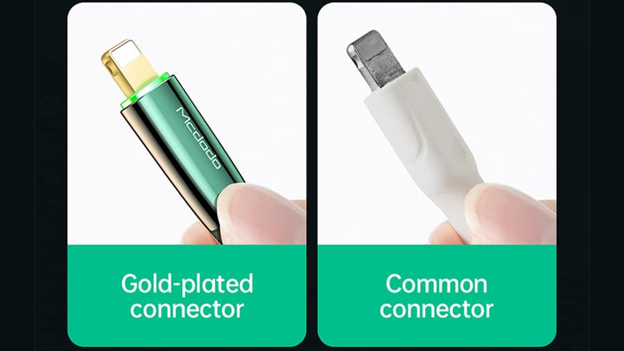 کابل شارژ سریع و انتقال داده لایتنینگ مک دودو Mcdodo CA-806 Auto Power Off Lightning Data Cable 1.2m دارای کانکتور طلاکاری شده
