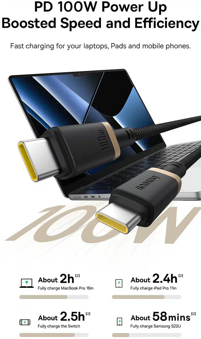 کابل سوپر شارژ تایپ‌سی بیسوس