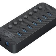 هاب یو اس بی 7 پورت همراه آداپتور اوریکو Orico CT2U3-7AB Multi-Port Hub With Individual Switches