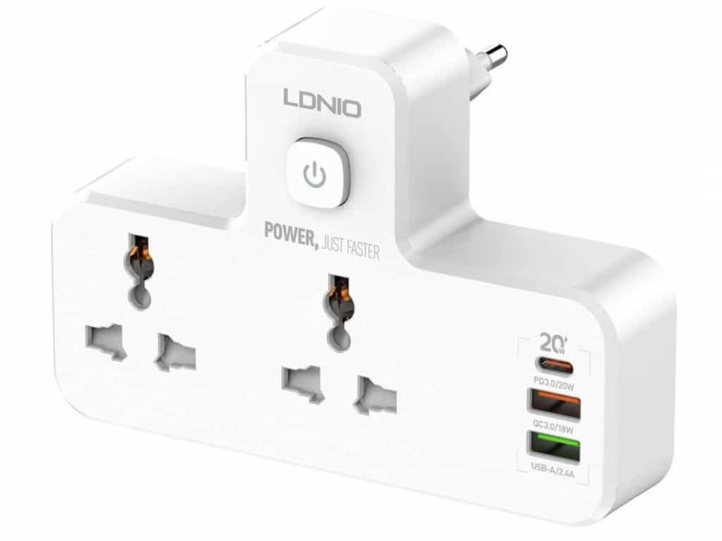عکس چند راهی 2 سوکت و 2 یو‌اس‌بی و یک تایپ‌سی الدنیو Ldnio Power Strip SC2311 - فروشگاه ماه به ماه