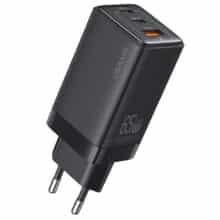 شارژر دیواری فست یو اس بی و تایپ سی 65 وات یوسامز USAMS US-CC180 ACC Three Ports GaN Charger EU Plug