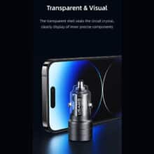عکس شارژر فندکی فست شارژ ماشین تایپ سی 95 وات یوسامز US-CC176 C36 - فروشگاه ماه به ماه