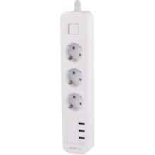 چند راهی برق ارت دار سه سوکت و سه یو اس بی هادرون Hadron P323 3 AC Outlets 3 USB Power Strip