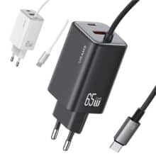 شارژر دیواری تایپ سی 65 وات با کابل شارژ تایپ سی یوسامز CC266 PD65W
