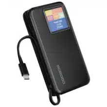 مودم همراه 4G LTE و پاوربانک 10000 تایپ‌سی 20 وات پورودو Porodo PB087 PDPBFCH087BK با نمایشگر دیجیتالی