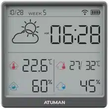 دماسنج و ساعت رومیزی شارژی آتومن ATuMan مدل THSE