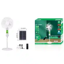 پنکه شارژی خورشیدی ایستاده مدل GD-966BT با دو لامپ LED