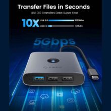 عکس هاب تایپ سی اوریکو ORICO مدل FAX3-6PR با 6 پورت - فروشگاه ماه به ماه