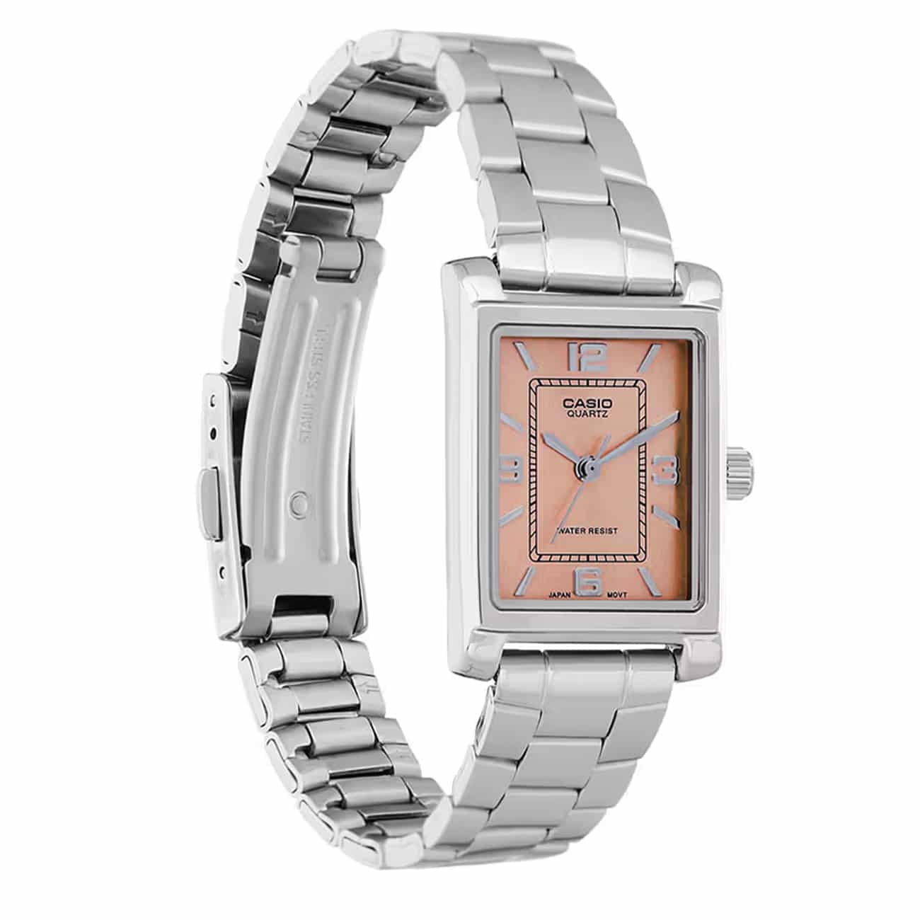 عکس ساعت مچی زنانه کاسیو Casio مدل LTP-1234DD-4ADF با صفحه هلویی - فروشگاه ماه به ماه