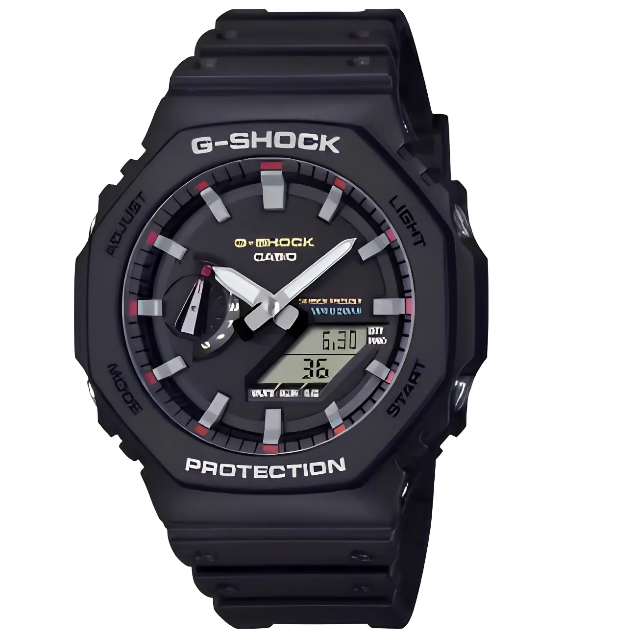 عکس ساعت مچی مردانه کاسیو Casio G-SHOCK مدل GA-2100RL-1ADR با قاب هشت ضلعی - فروشگاه ماه به ماه