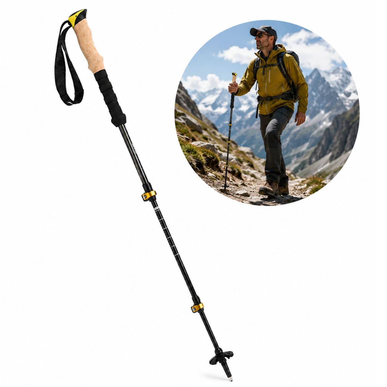 عکس باتوم کلیپسی کربن اسنوهاک Snow Hawk کد SN-T0112 طول 135cm - فروشگاه ماه به ماه