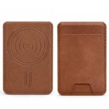 کیف کارت مگنتی پشت گوشی Leather Wallet طرح چرمی قهوه ای