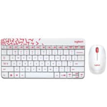 عکس کیبورد و ماوس بی سیم لاجیتک logitech مدل MK240 سفید و قرمز روشن - فروشگاه ماه به ماه