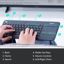 عکس کیبورد بی سیم لاجیتک Logitech مدل K400 Plus با تاچ پد یکپارچه - فروشگاه ماه به ماه
