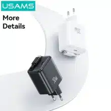 عکس شارژر دیواری 30 وات یوسامز USAMS مدل CC241 تایپ سی با کابل - فروشگاه ماه به ماه