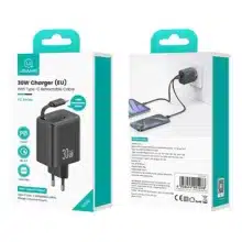 عکس شارژر دیواری 30 وات یوسامز USAMS مدل CC241 تایپ سی با کابل - فروشگاه ماه به ماه