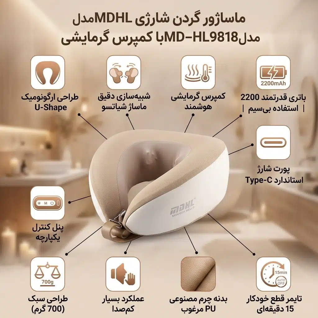ماساژور حرارتی گردن شانه شارژی