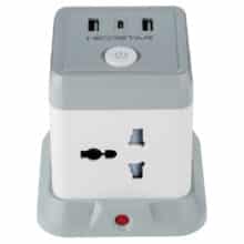 عکس چندراهی برق 4 سوکت 2500 وات، دو USB و دو تایپ سی هایکو استار Hicostar HS-PS321 با کابل دومتری - فروشگاه ماه به ماه