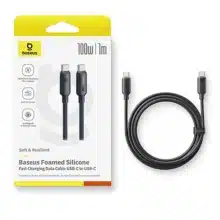 کابل سیلیکونی 100 وات باسئوس مدل Baseus Foamy Silicone PD 100W USB-C to USB-C Cable