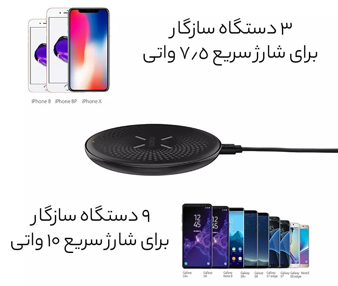 سازگاری بالای شارژر وایرلس