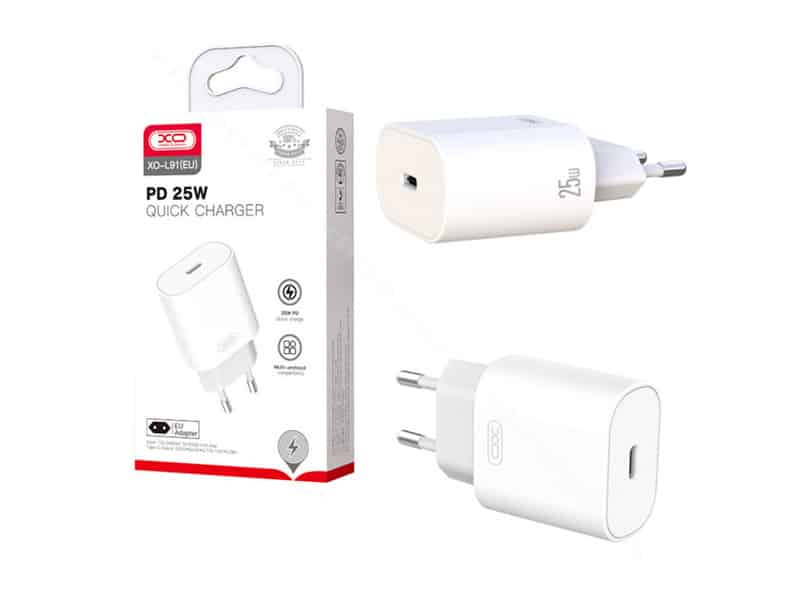 عکس شارژ دیواری تایپ سی 25 وات ایکس او XO L91 PD25W Wall Charger - فروشگاه ماه به ماه