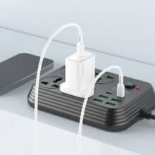 عکس چند راهی برق 3000 وات چهار سوکت، چهار عدد USB و دو عدد تایپ‌سی ارلدام EARLDOM SC25 - فروشگاه ماه به ماه