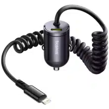 شارژر فندکی فست شارژ ماشین تایپ سی 30 وات بیسوسBaseus C00035001121-01 همراه با کابل متصل لایتنینگ