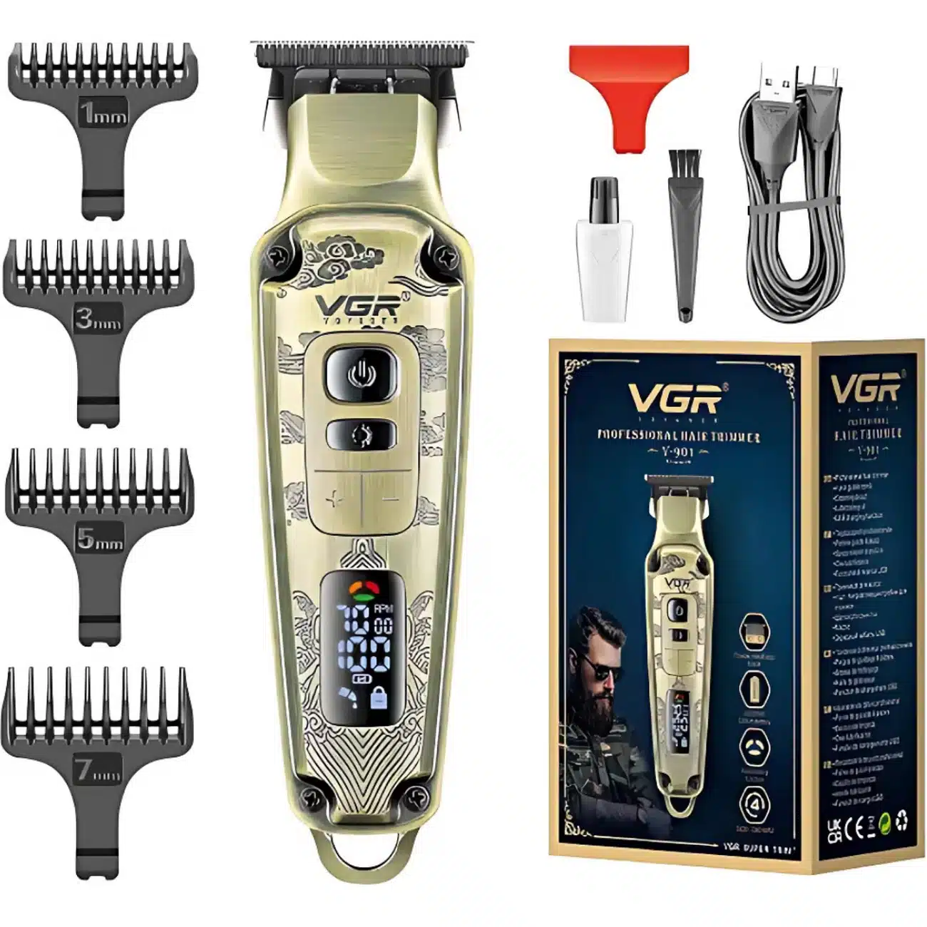 عکس ماشین اصلاح شارژی وی جی آر VGR مدل V-901 بدنه فلزی - فروشگاه ماه به ماه