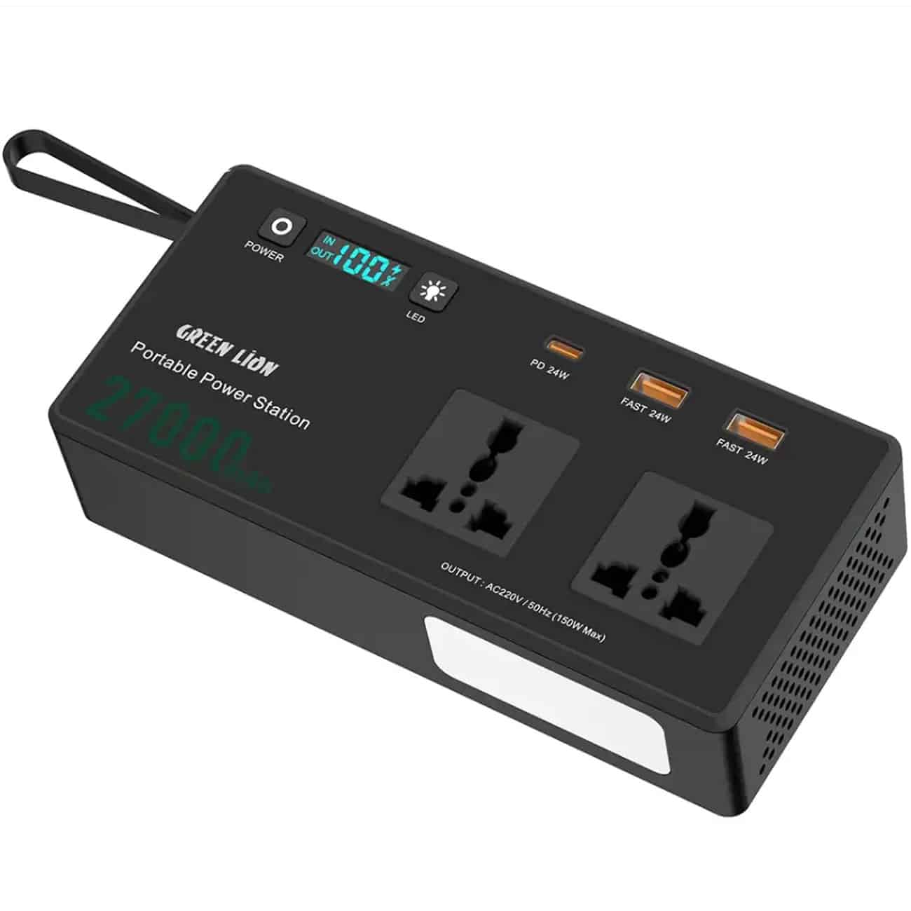 عکس پاور بانک و پاور استیشن گرین لاین مدل GNVTMTE27PBBK ظرفیت 27000 میلی آمپر ساعت - فروشگاه ماه به ماه