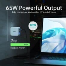 عکس شارژر دیواری چویتک CHOETECH مدل PD8002 توان  65 وات دو پورت - فروشگاه ماه به ماه