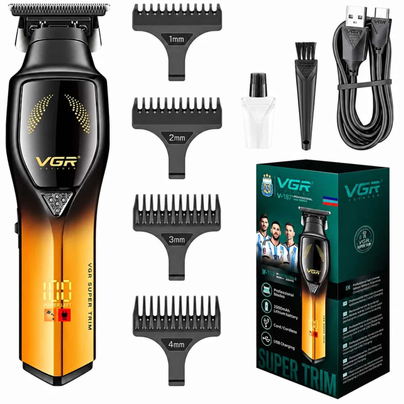 عکس ماشین اصلاح و خط زن موی سر و ریش وی جی آر VGR مدل V-187 با تیغه سرامیکی - فروشگاه ماه به ماه
