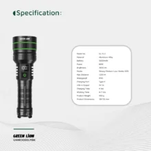 عکس چراغ قوه گرین لاین مدل Green Lion Hyper Ray Pro LED Torch Black - فروشگاه ماه به ماه